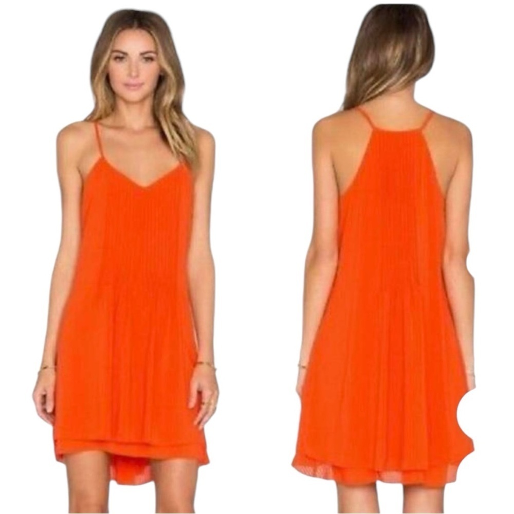 Sanctuary Dress Red Orange Pin Tuck Swing Dress Medium Women’s